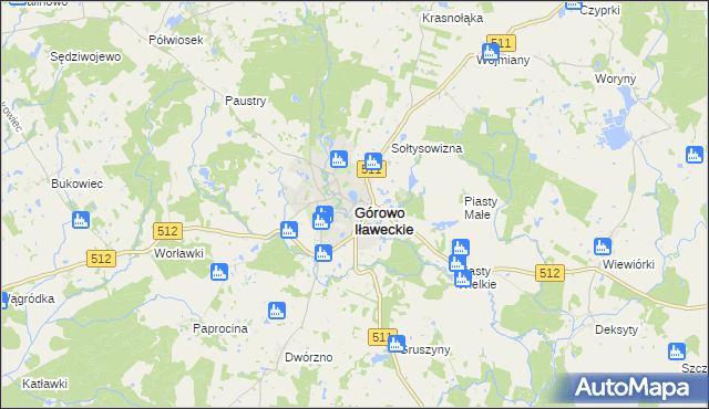 mapa Górowo Iławeckie, Górowo Iławeckie na mapie Targeo