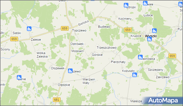mapa Górskie gmina Wyszki, Górskie gmina Wyszki na mapie Targeo