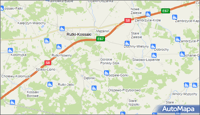 mapa Górskie Ponikły-Stok, Górskie Ponikły-Stok na mapie Targeo