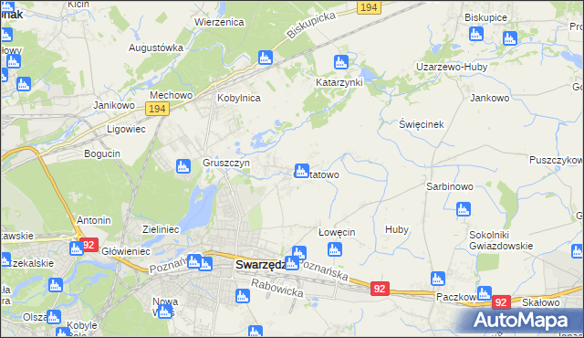 mapa Gortatowo gmina Swarzędz, Gortatowo gmina Swarzędz na mapie Targeo