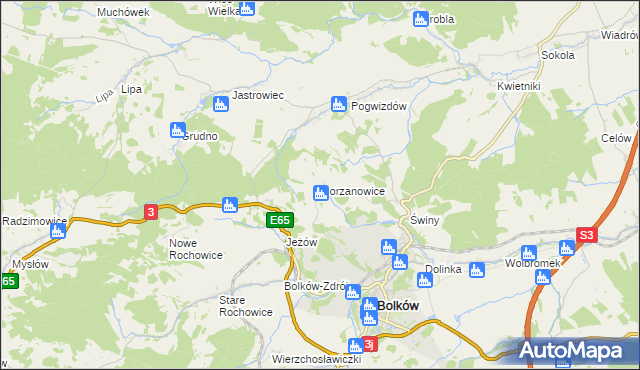 mapa Gorzanowice, Gorzanowice na mapie Targeo