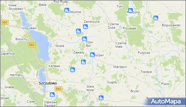 mapa Gorzeń gmina Szczutowo, Gorzeń gmina Szczutowo na mapie Targeo