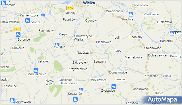 mapa Gorzków gmina Kazimierza Wielka, Gorzków gmina Kazimierza Wielka na mapie Targeo