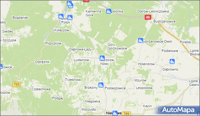 mapa Gorzków Nowy, Gorzków Nowy na mapie Targeo