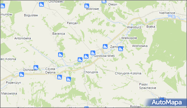 mapa Gorzków-Wieś, Gorzków-Wieś na mapie Targeo