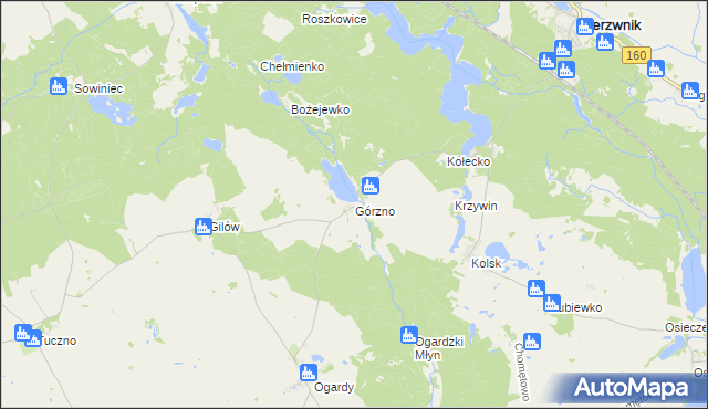 mapa Górzno gmina Bierzwnik, Górzno gmina Bierzwnik na mapie Targeo