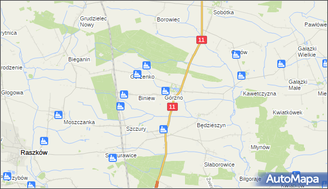 mapa Górzno gmina Ostrów Wielkopolski, Górzno gmina Ostrów Wielkopolski na mapie Targeo