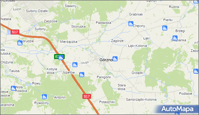 mapa Górzno powiat garwoliński, Górzno powiat garwoliński na mapie Targeo