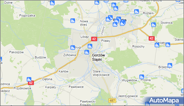 mapa Gorzów Śląski, Gorzów Śląski na mapie Targeo