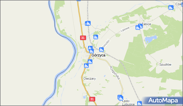 mapa Górzyca powiat słubicki, Górzyca powiat słubicki na mapie Targeo