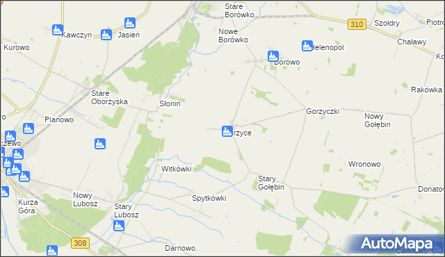 mapa Gorzyce gmina Czempiń, Gorzyce gmina Czempiń na mapie Targeo