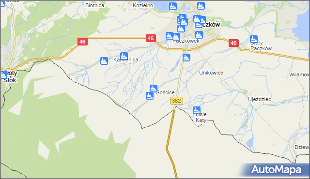 mapa Gościce, Gościce na mapie Targeo