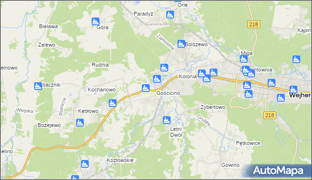 mapa Gościcino, Gościcino na mapie Targeo
