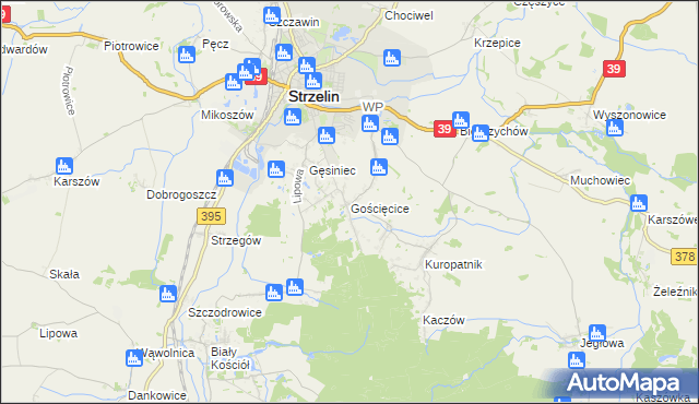 mapa Gościęcice, Gościęcice na mapie Targeo