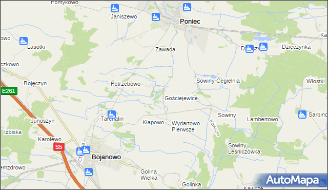 mapa Gościejewice, Gościejewice na mapie Targeo