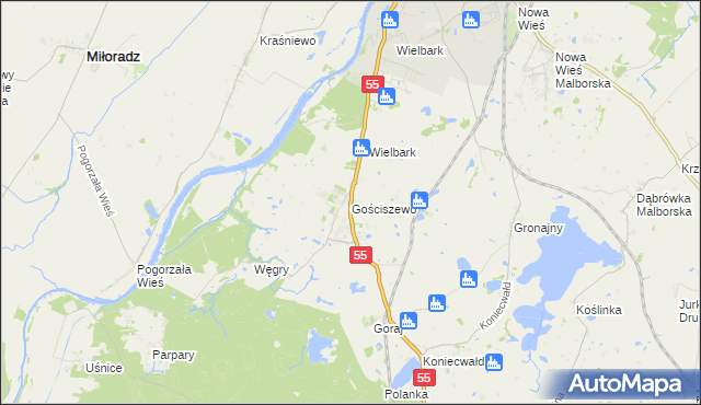 mapa Gościszewo, Gościszewo na mapie Targeo