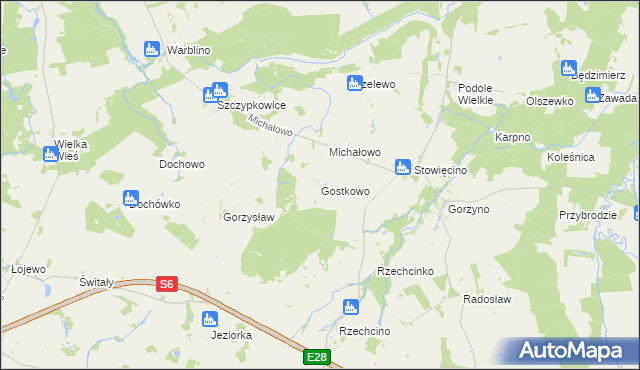 mapa Gostkowo gmina Główczyce, Gostkowo gmina Główczyce na mapie Targeo