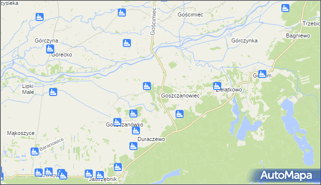 mapa Goszczanowiec, Goszczanowiec na mapie Targeo