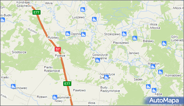 mapa Goszczyce Poświętne, Goszczyce Poświętne na mapie Targeo