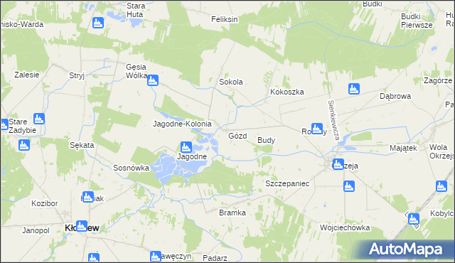 mapa Gózd gmina Kłoczew, Gózd gmina Kłoczew na mapie Targeo