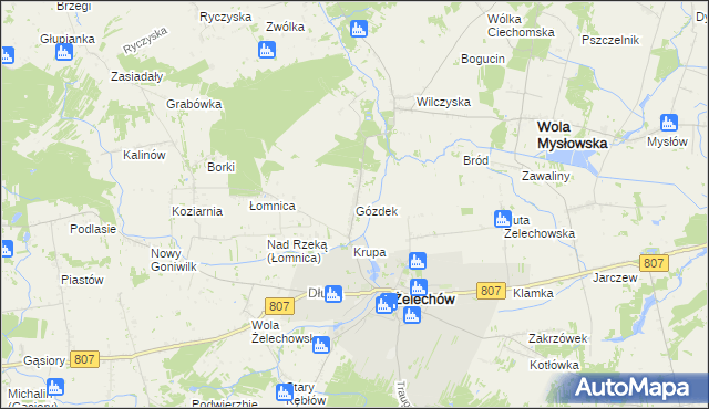 mapa Gózdek gmina Żelechów, Gózdek gmina Żelechów na mapie Targeo
