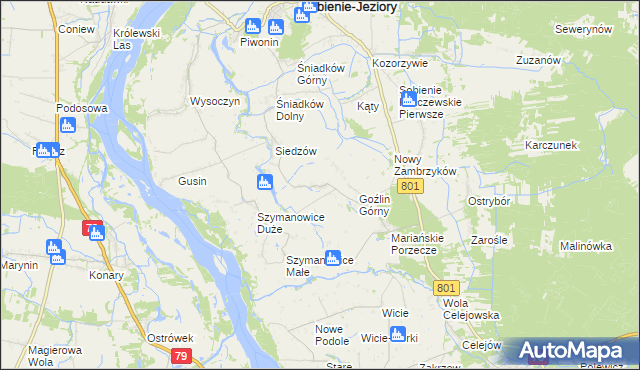 mapa Goźlin Mały, Goźlin Mały na mapie Targeo