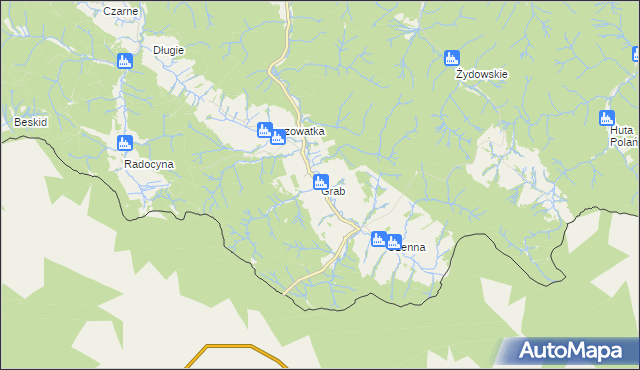 mapa Grab gmina Krempna, Grab gmina Krempna na mapie Targeo