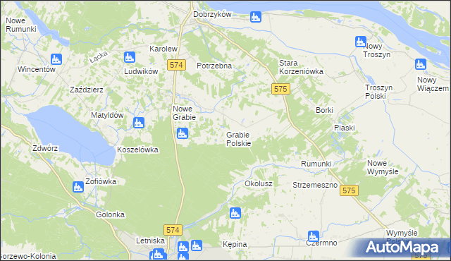 mapa Grabie Polskie, Grabie Polskie na mapie Targeo