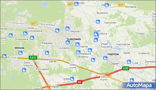 mapa Grabina gmina Halinów, Grabina gmina Halinów na mapie Targeo