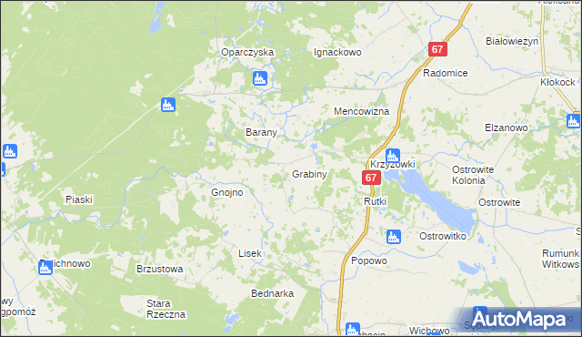 mapa Grabiny gmina Lipno, Grabiny gmina Lipno na mapie Targeo