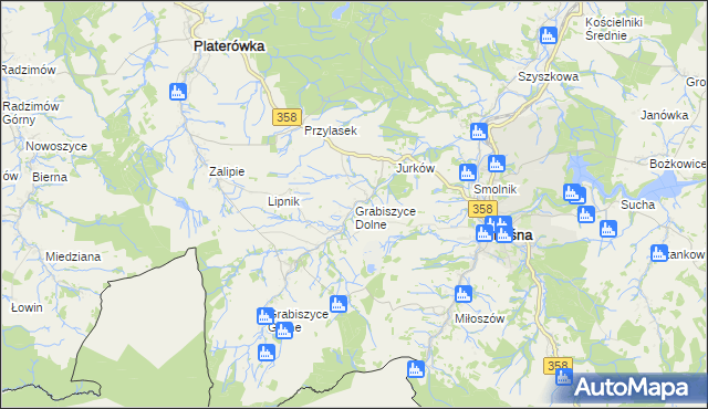 mapa Grabiszyce Dolne, Grabiszyce Dolne na mapie Targeo