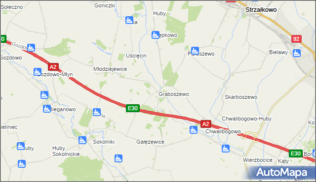 mapa Graboszewo gmina Strzałkowo, Graboszewo gmina Strzałkowo na mapie Targeo