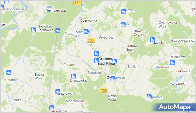 mapa Grabów nad Pilicą, Grabów nad Pilicą na mapie Targeo