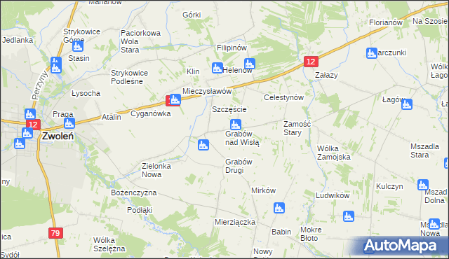 mapa Grabów nad Wisłą, Grabów nad Wisłą na mapie Targeo