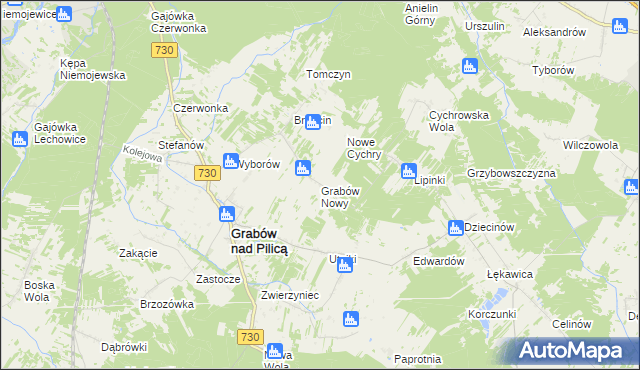 mapa Grabów Nowy, Grabów Nowy na mapie Targeo