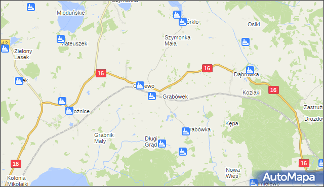 mapa Grabówek gmina Mikołajki, Grabówek gmina Mikołajki na mapie Targeo