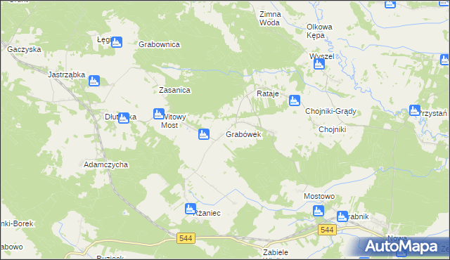 mapa Grabówek gmina Olszewo-Borki, Grabówek gmina Olszewo-Borki na mapie Targeo