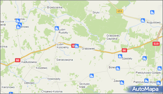 mapa Grabowiec gmina Bielsk Podlaski, Grabowiec gmina Bielsk Podlaski na mapie Targeo