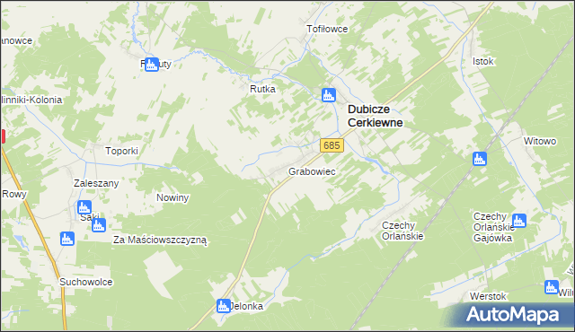 mapa Grabowiec gmina Dubicze Cerkiewne, Grabowiec gmina Dubicze Cerkiewne na mapie Targeo