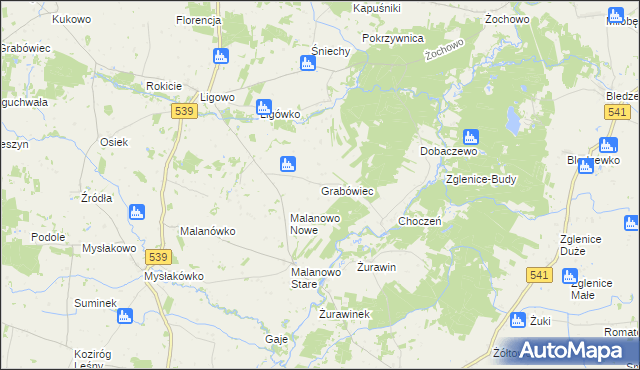 mapa Grabówiec gmina Mochowo, Grabówiec gmina Mochowo na mapie Targeo