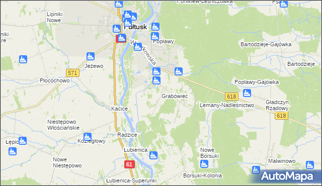 mapa Grabówiec gmina Pułtusk, Grabówiec gmina Pułtusk na mapie Targeo