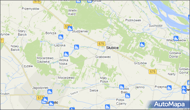 mapa Grabowiec gmina Słubice, Grabowiec gmina Słubice na mapie Targeo