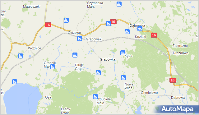 mapa Grabówka gmina Mikołajki, Grabówka gmina Mikołajki na mapie Targeo