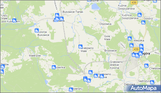 mapa Grabowno Małe, Grabowno Małe na mapie Targeo