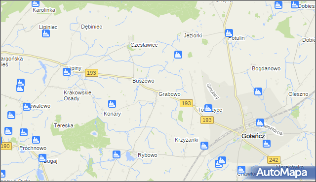 mapa Grabowo gmina Gołańcz, Grabowo gmina Gołańcz na mapie Targeo