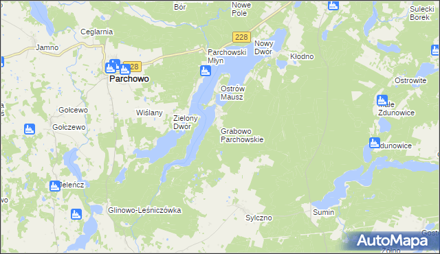 mapa Grabowo Parchowskie, Grabowo Parchowskie na mapie Targeo