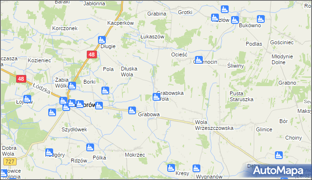 mapa Grabowska Wola gmina Potworów, Grabowska Wola gmina Potworów na mapie Targeo