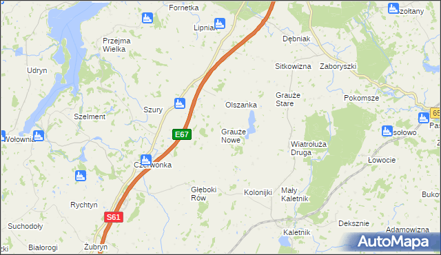 mapa Grauże Nowe, Grauże Nowe na mapie Targeo