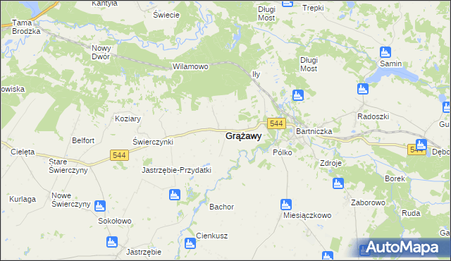 mapa Grążawy, Grążawy na mapie Targeo