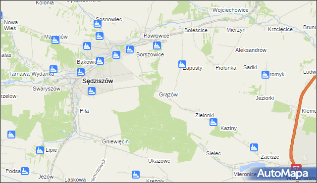 mapa Grązów, Grązów na mapie Targeo